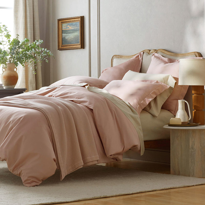 Premium Smooth Supima® Cotton Wrinkle-Free Sateen Bed Sheet Set - Rose, Twin,Rose