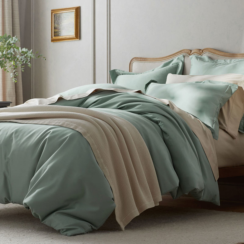 Premium Smooth Supima® Cotton Wrinkle-Free Sateen Bed Sheet Set - Seamist, Twin,Sea Mist