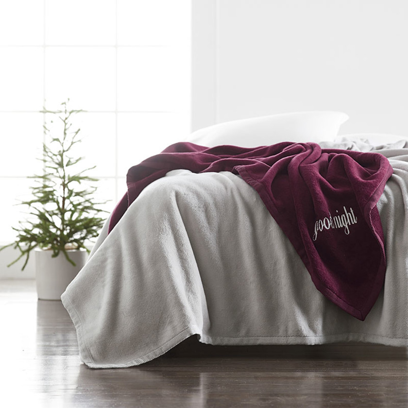 Cotton Fleece Blanket - White, Queen,White