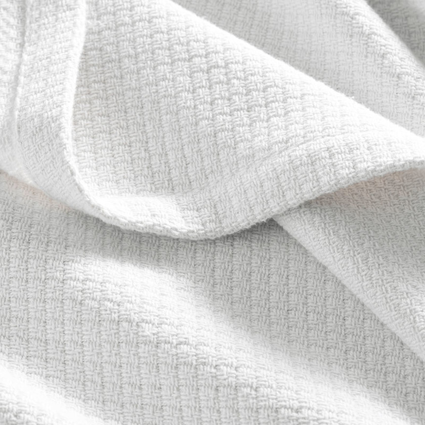 Cotton Weave Throw - White,White