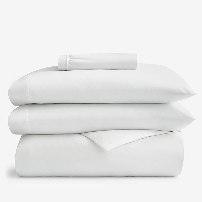 4-Piece Supima&reg; Cotton Wrinkle-Free Sateen Fitted Sheet & Duvet Cover Bundle