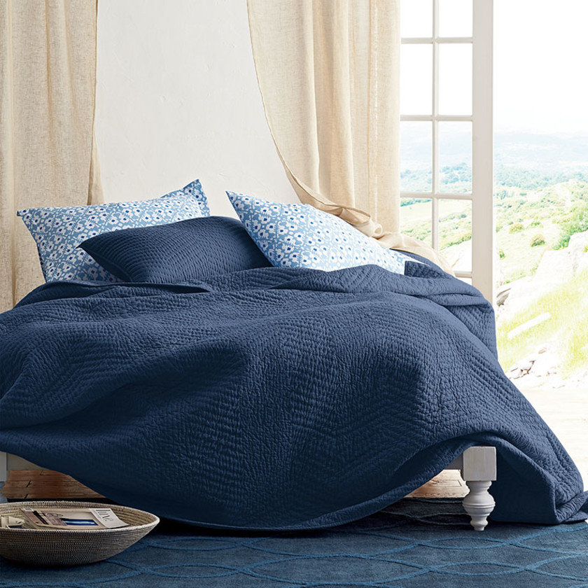 Voile Sham - Navy, Standard,Navy