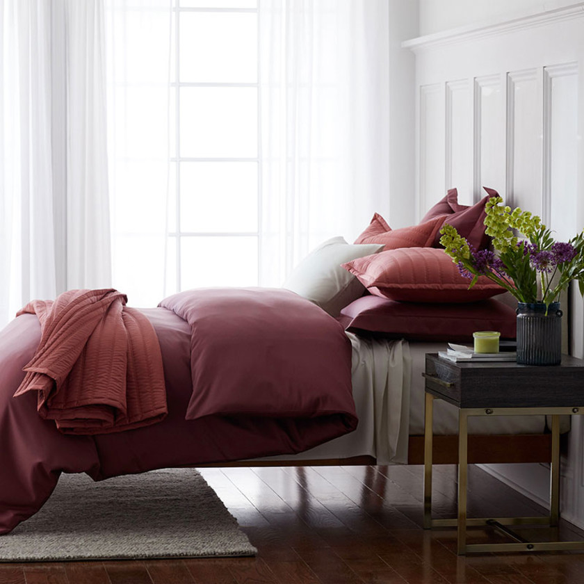 Premium Smooth Supima® Cotton Wrinkle-Free Sateen Flat Bed Sheet - Redwood, Twin/Twin XL,Redwood