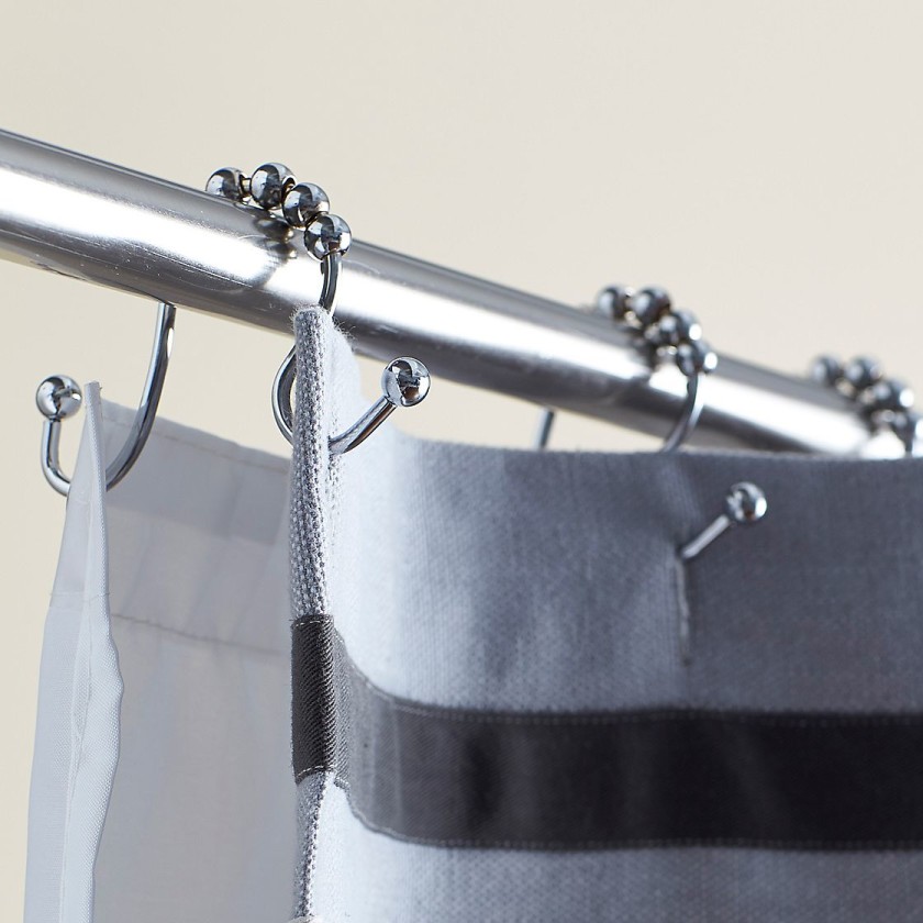 Double Roller Metal Shower Curtain Hooks