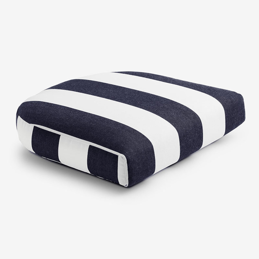 Contoured Chair Cushion Cabana Navy Pattern Stripes Print 18 in. x 18 in. Blue White Size 18 x 18 Sunbrella The Company Store