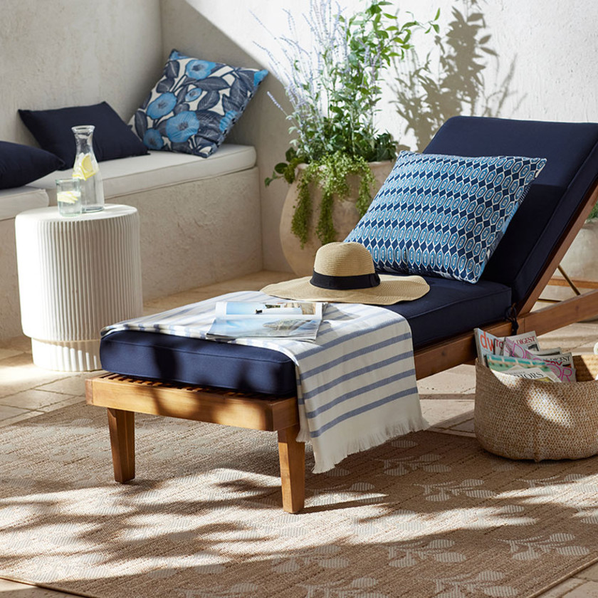 Chaise Lounge Cushion - Navy, Standard,Navy