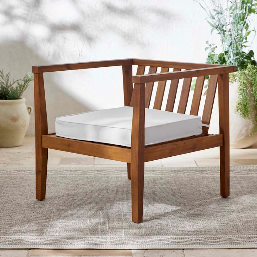 Rain Boxed Edge Replacement Chair Cushion - White, 16 in. x 15 in.,White