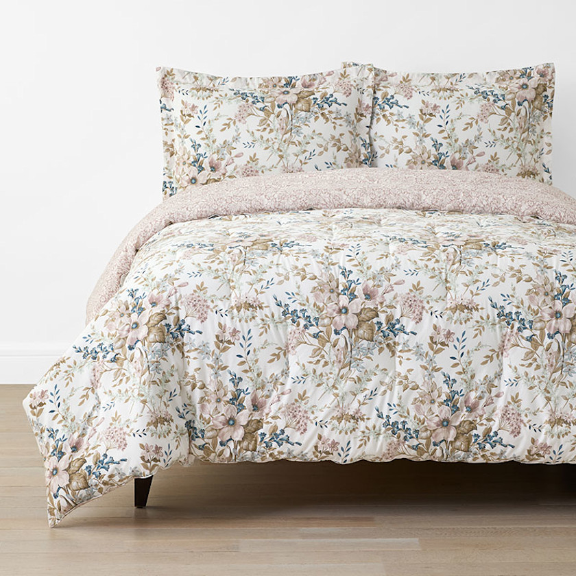 Blooming Floret Garment Washed Cotton Percale Reversible Comforter Set