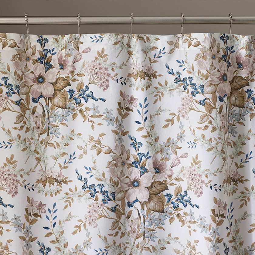 Blooming Floret Garment Washed Cotton Percale Shower Curtain