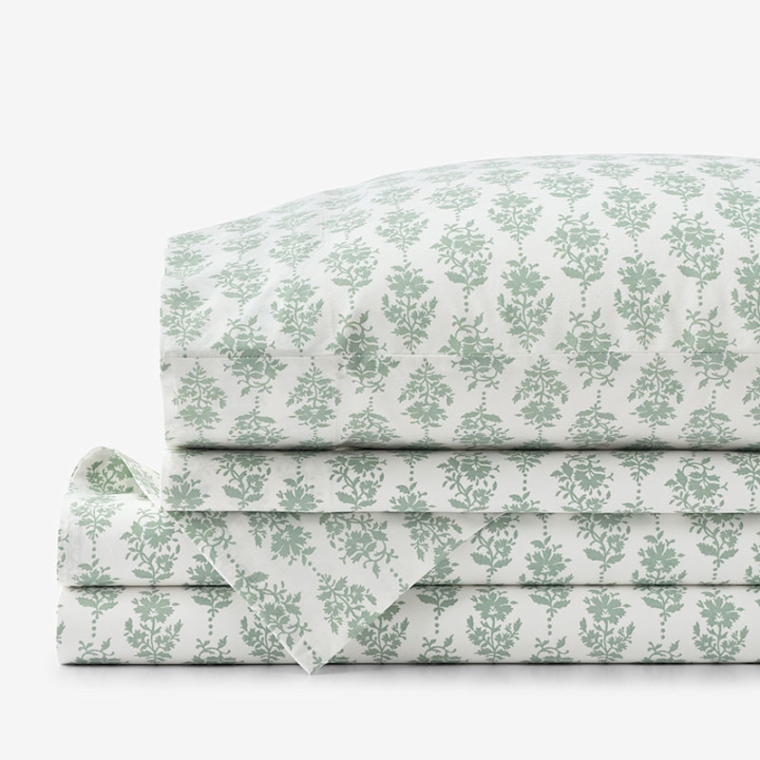Fancy Blossom Garment Washed Cotton Percale Bed Sheet Set