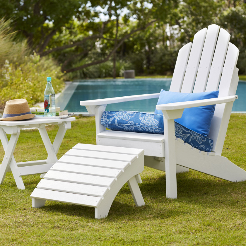 Adirondack Folding Ottoman - White,White