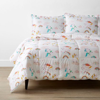 Playful Unicorn Classic Cool Organic Cotton Percale Comforter Set
