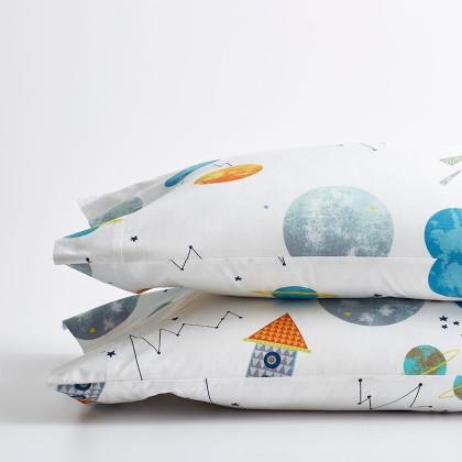 Space Travel Classic Cool Organic Cotton Percale Pillowcase Set