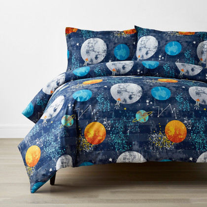 Space Travel Classic Cool Organic Cotton Percale Duvet Cover Set