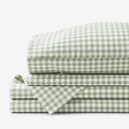 Gingham Classic Cool Organic Cotton Percale Bed Sheet Set