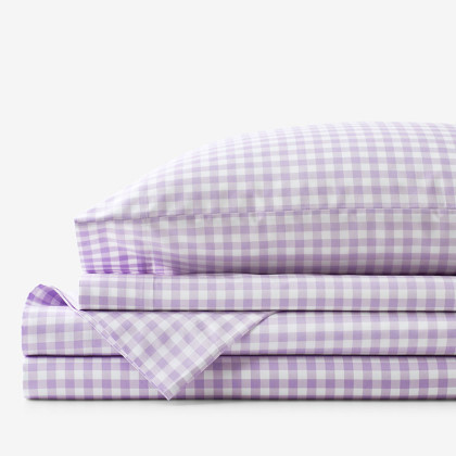 Gingham Classic Cool Organic Cotton Percale Bed Sheet Set