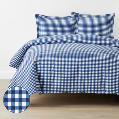 Gingham Classic Cool Organic Cotton Percale Duvet Cover Set