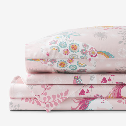 Fancy Unicorns Classic Cool Organic Cotton Percale Bed Sheet Set