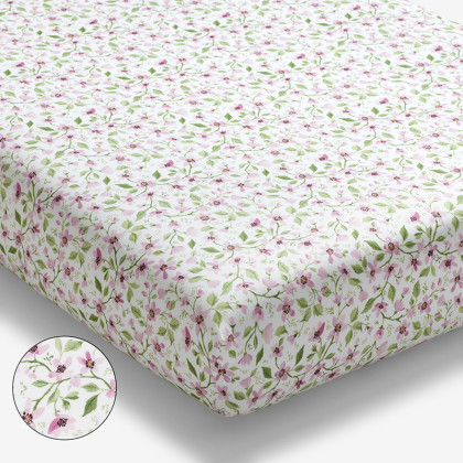 Lilah's Floral Classic Cool Organic Cotton Percale Fitted Crib Sheet
