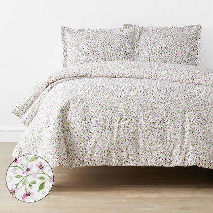 Lilah's Floral Classic Cool Organic Cotton Percale Duvet Cover Set