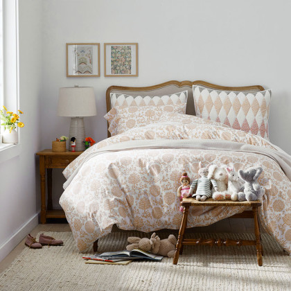 Wild Grove Classic Cool Organic Cotton Percale Bed Sheet Set - White Multi, Twin