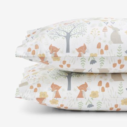 Forest Animals Classic Cool Organic Cotton Percale Pillowcase Set