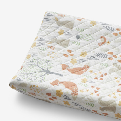 Forest Animals Classic Cool Organic Cotton Percale Quilted Changing Pad Cover