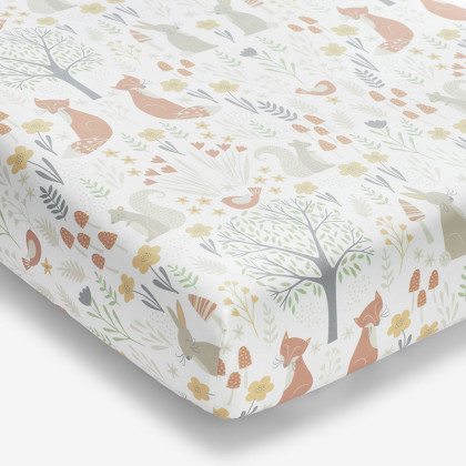 Forest Animals Classic Cool Organic Cotton Percale Fitted Crib Sheet