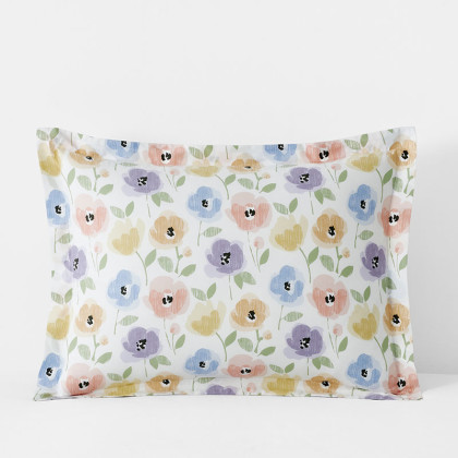Pastel Poppies Classic Cool Organic Cotton Percale Sham