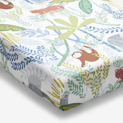 Jungle Classic Cool Organic Cotton Percale Fitted Crib Sheet
