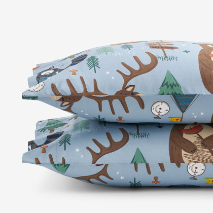 Animal Campers Classic Cool Organic Cotton Percale Pillowcase Set