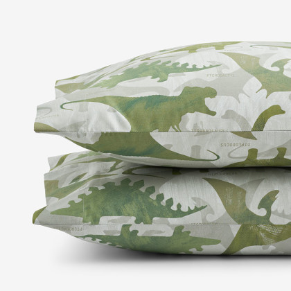Dino World Classic Cool Organic Cotton Percale Pillowcases