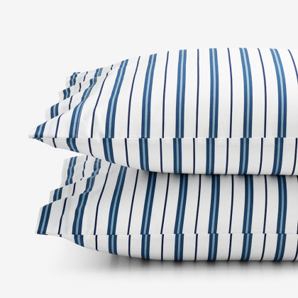 Vertical Stripes Classic Cool Organic Cotton Percale Pillowcase Set