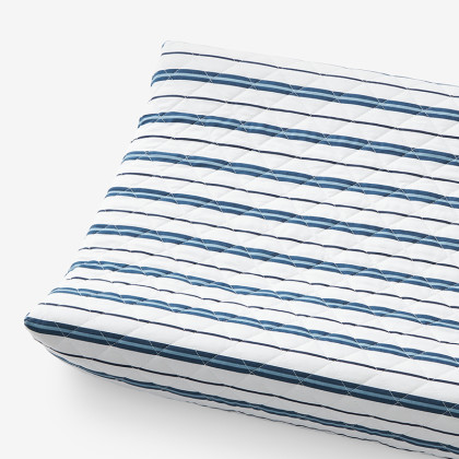 Vertical Stripes Classic Cool Organic Cotton Percale Quilted Changing Pad Cover