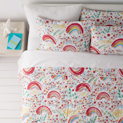 Rainbow Classic Cool Organic Cotton Percale Comforter Set - Multi, Twin