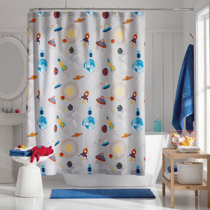 Space Classic Cool Organic Cotton Percale Shower Curtain