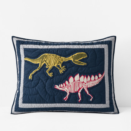 Skeleton Dino Handcrafted Cotton Quilted Sham