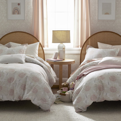Flower Burst Classic Cool Organic Cotton Percale Duvet Cover Set - Pink, Twin/Twin XL