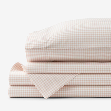 Ditsy Gingham Classic Cool Organic Cotton Percale Bed Sheet Set