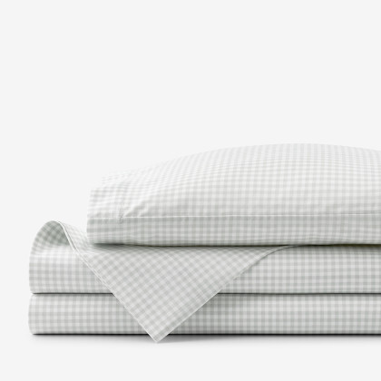 Ditsy Gingham Classic Cool Organic Cotton Percale Sheet Set