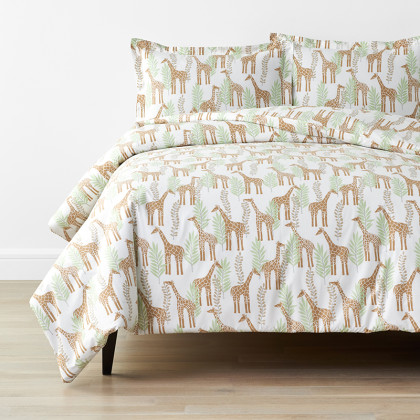 Giraffe Play Classic Cool Organic Cotton Percale Duvet Cover Set