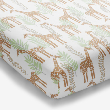 Giraffe Play Classic Cool Organic Cotton Percale Fitted Crib Sheet