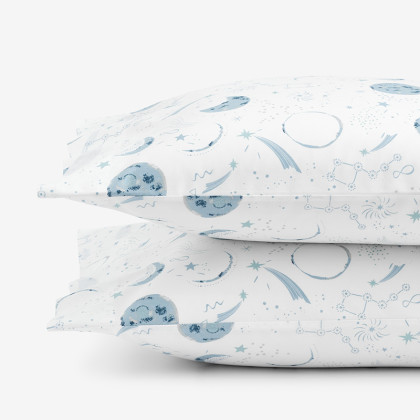 Night Sky Classic Cool Organic Cotton Percale Pillowcase Set
