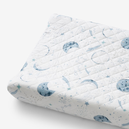 Night Sky Classic Cool Organic Cotton Percale Quilted Changing Pad Cover