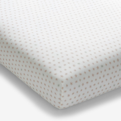 Ditsy Star Classic Cool Organic Cotton Percale Fitted Crib Sheet