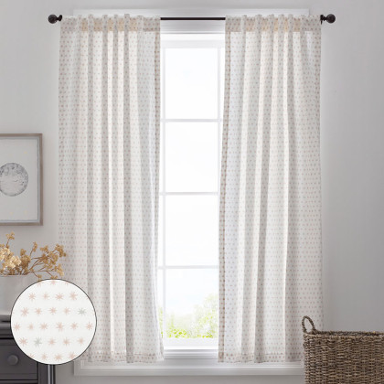 Ditsy Star Classic Cool Organic Cotton Percale Window Curtain
