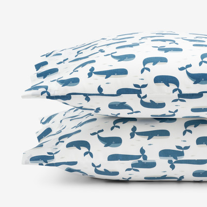 Whale School Classic Cool Organic Cotton Percale Pillowcase Set