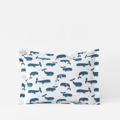Whale School Classic Cool Organic Cotton Percale Toddler Sham