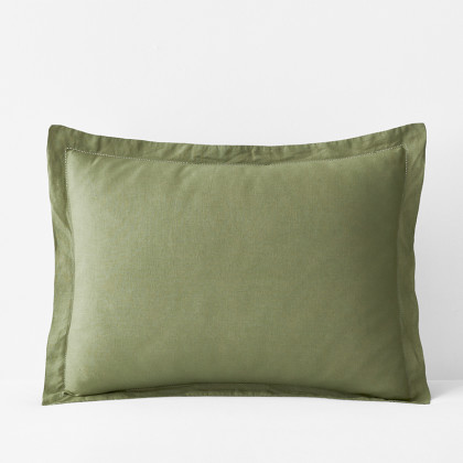 Premium Breathable Relaxed Linen Sham - Moss Green, Standard