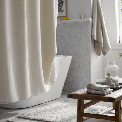Premium Breathable Relaxed Linen Shower Curtain - Parchment